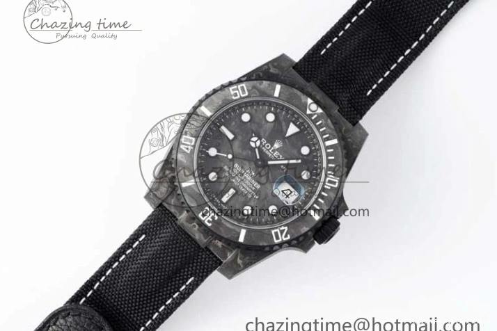 Good Copy Rolex Watches DIW Black Edition Carbon Black Strap AllSeason Nylon VSF 1:1 White VS Dial Best 2165 on Submariner 0121